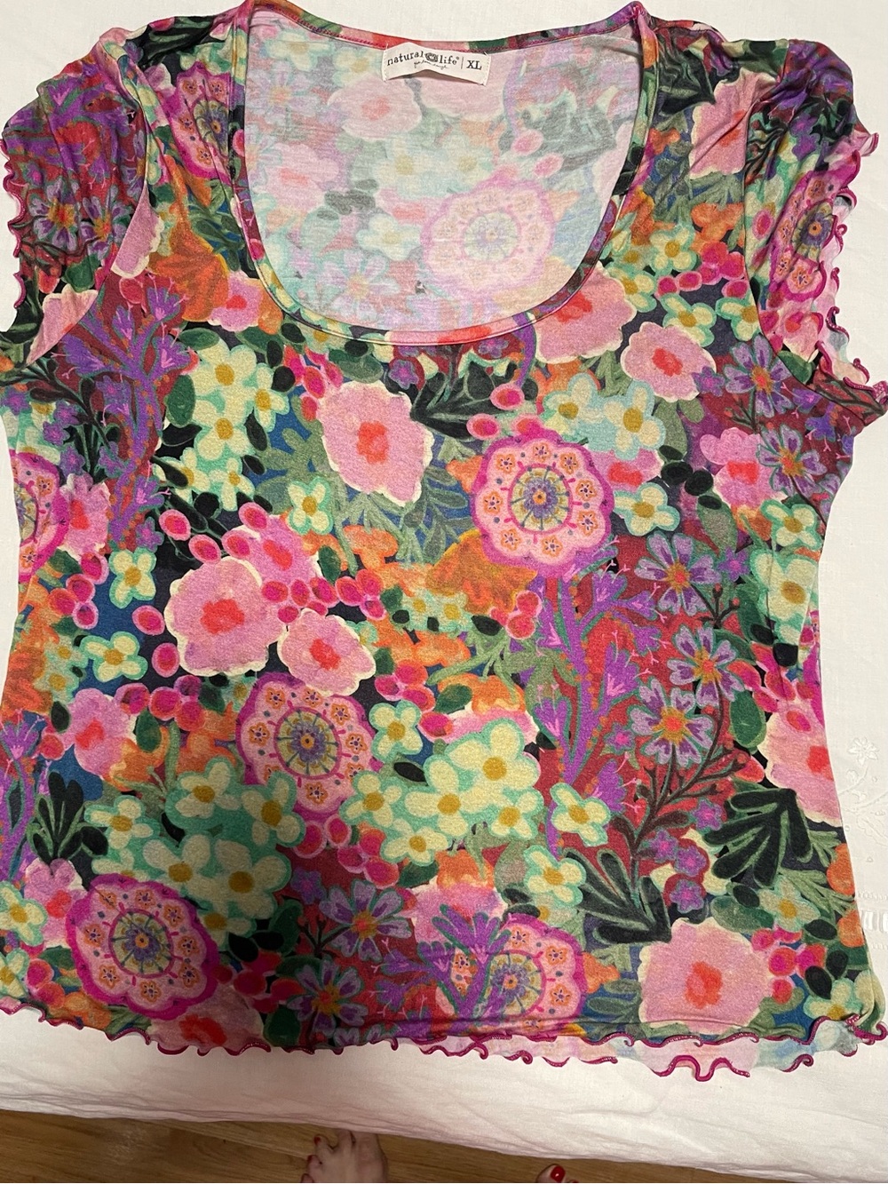 Natural Life Devon ultra-soft short sleeve top - Pink Garden
